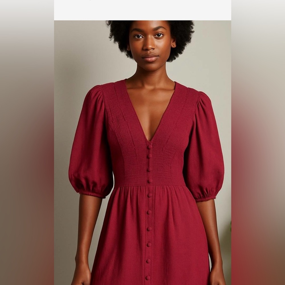 ASOS NWOT Burgundy Puff sleeve summer Dress size 0